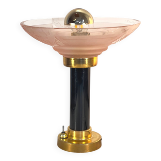 Art Deco bedside lamp with signed Muller glass.