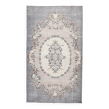 3x6 Gray & Cream Oriental Turkish Vintage Rug, 110x192Cm