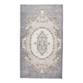 Tapis oriental turc vintage gris et crème