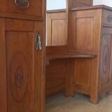 Old dressing table with triple mirror.