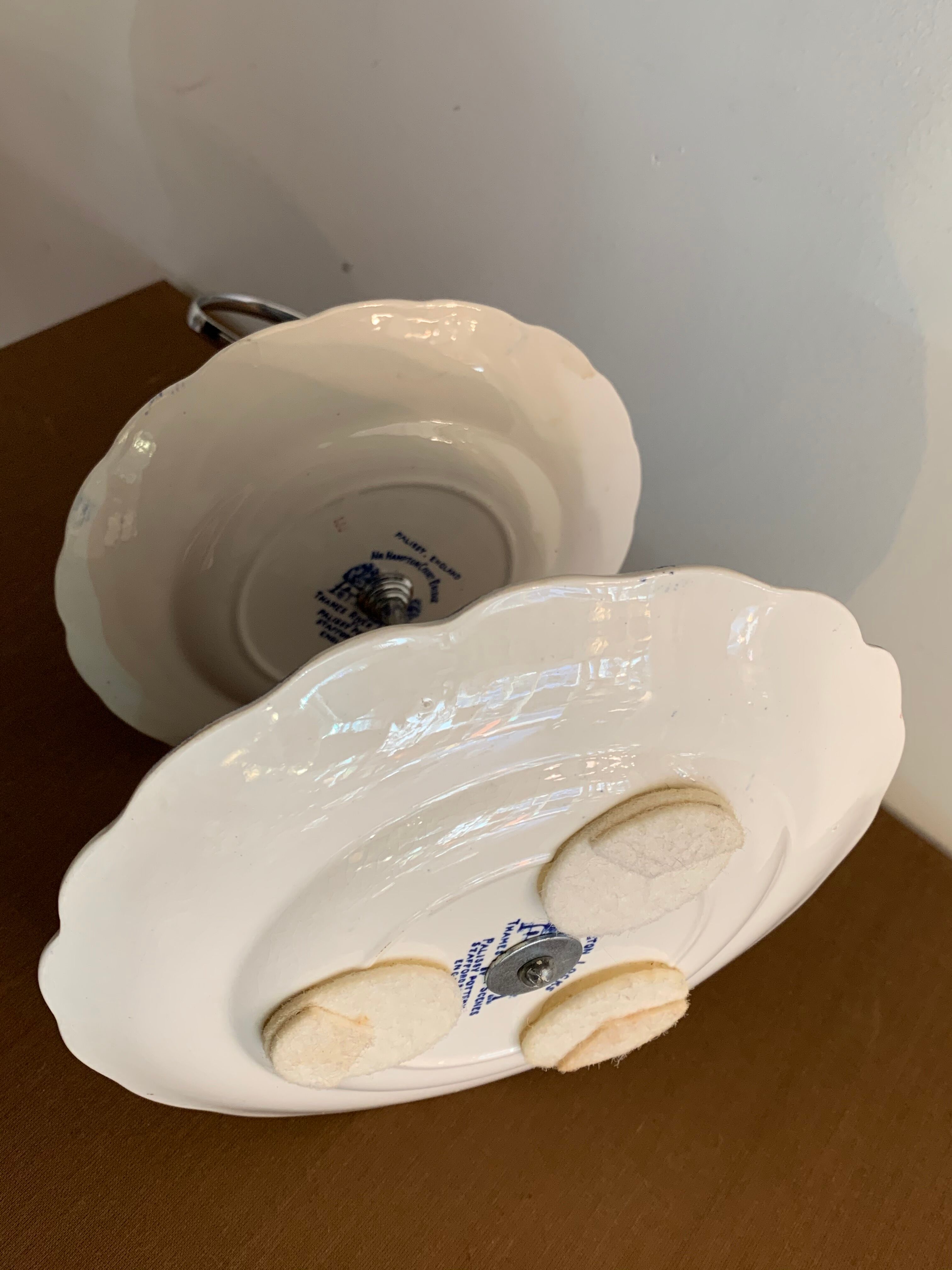 Blue and white porcelain servant or display Palissy Pottery Staffordshire England 1960