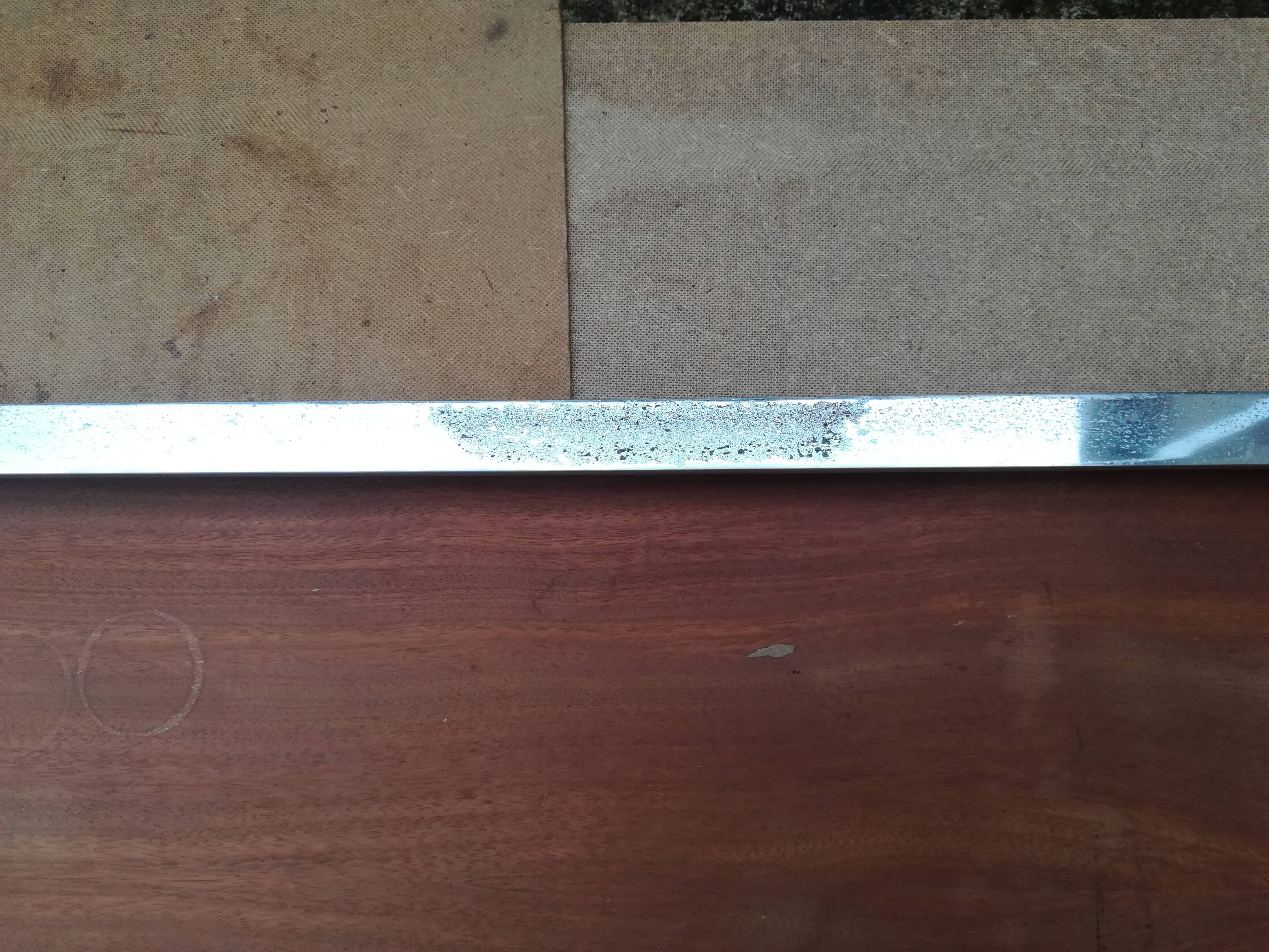 Chrome and teak coffee table