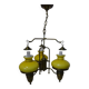 Large 3-light chandelier in glass, opaline and brass