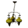 Large 3-light chandelier in glass, opaline and brass