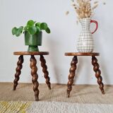 Pair of modernist antique farm stools - bedside tables