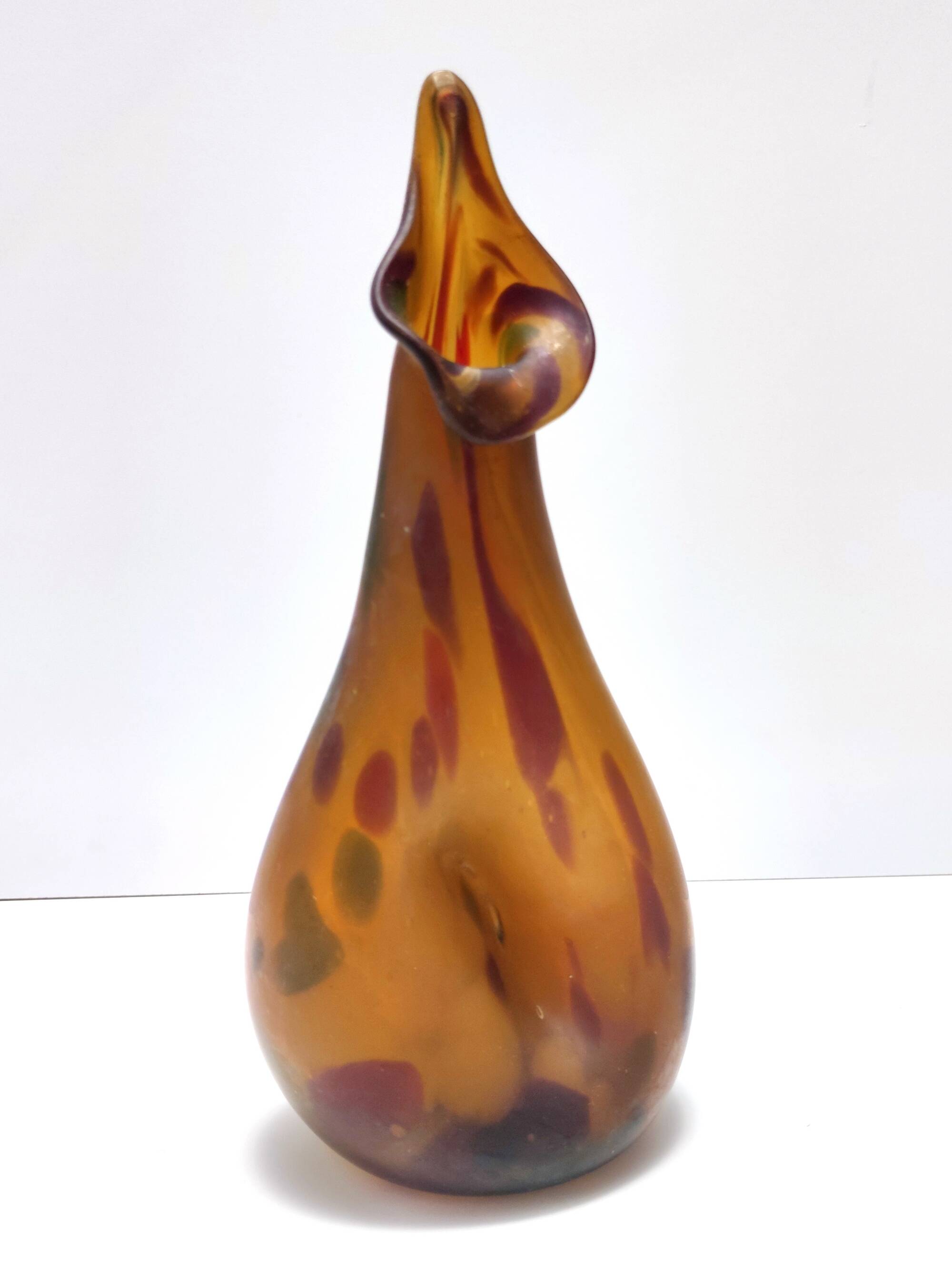 Experimental Amber Murano Glass Vase attr. to Anzolo Fuga, Italy