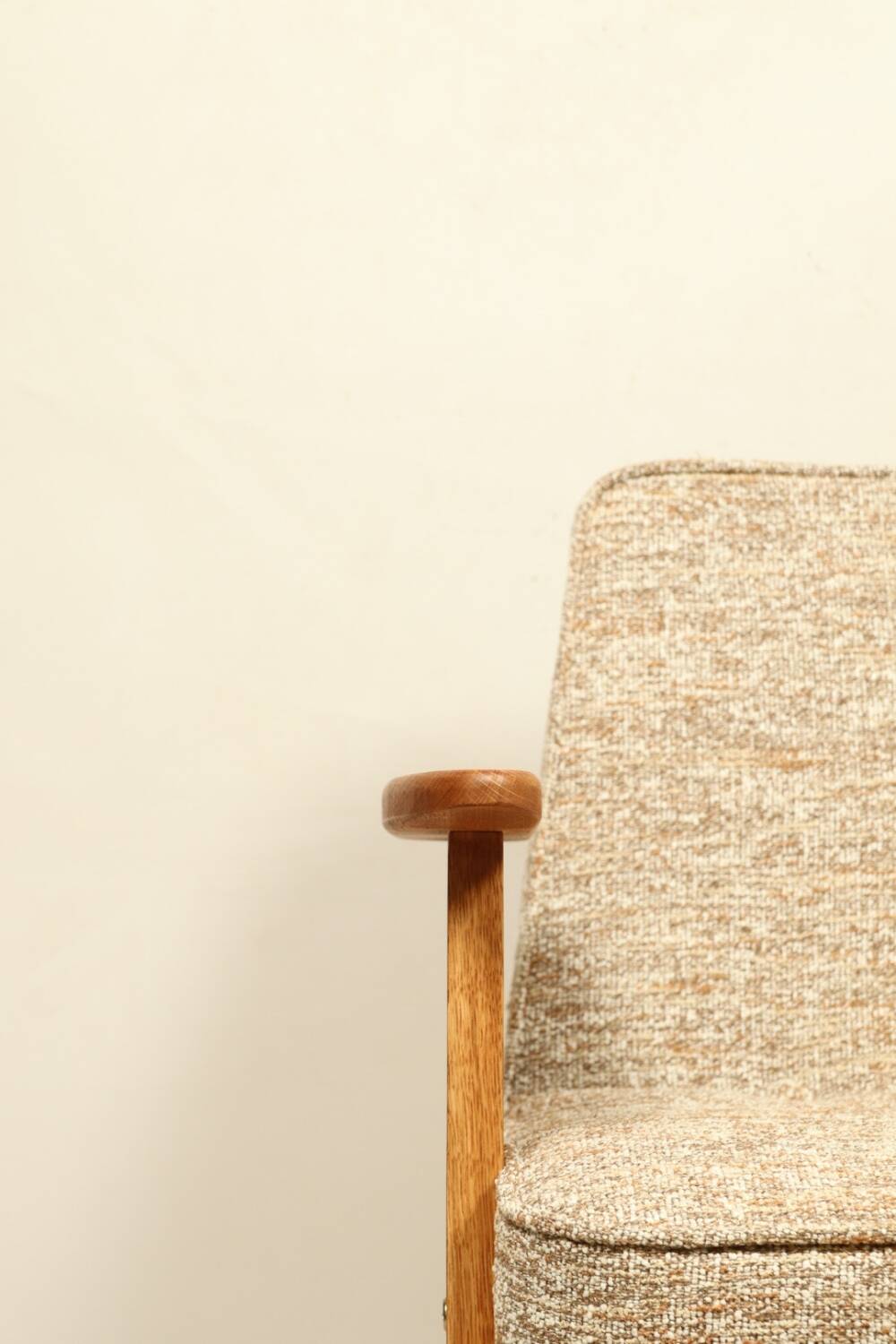 Vintage armchair brown granola oak wood design by Chierowski 366