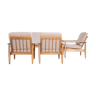 Set of 3 armchairs and 1 sofa in solid beech