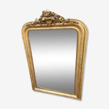 Miroir Louis Philippe a fronton doré, 95x63 cm