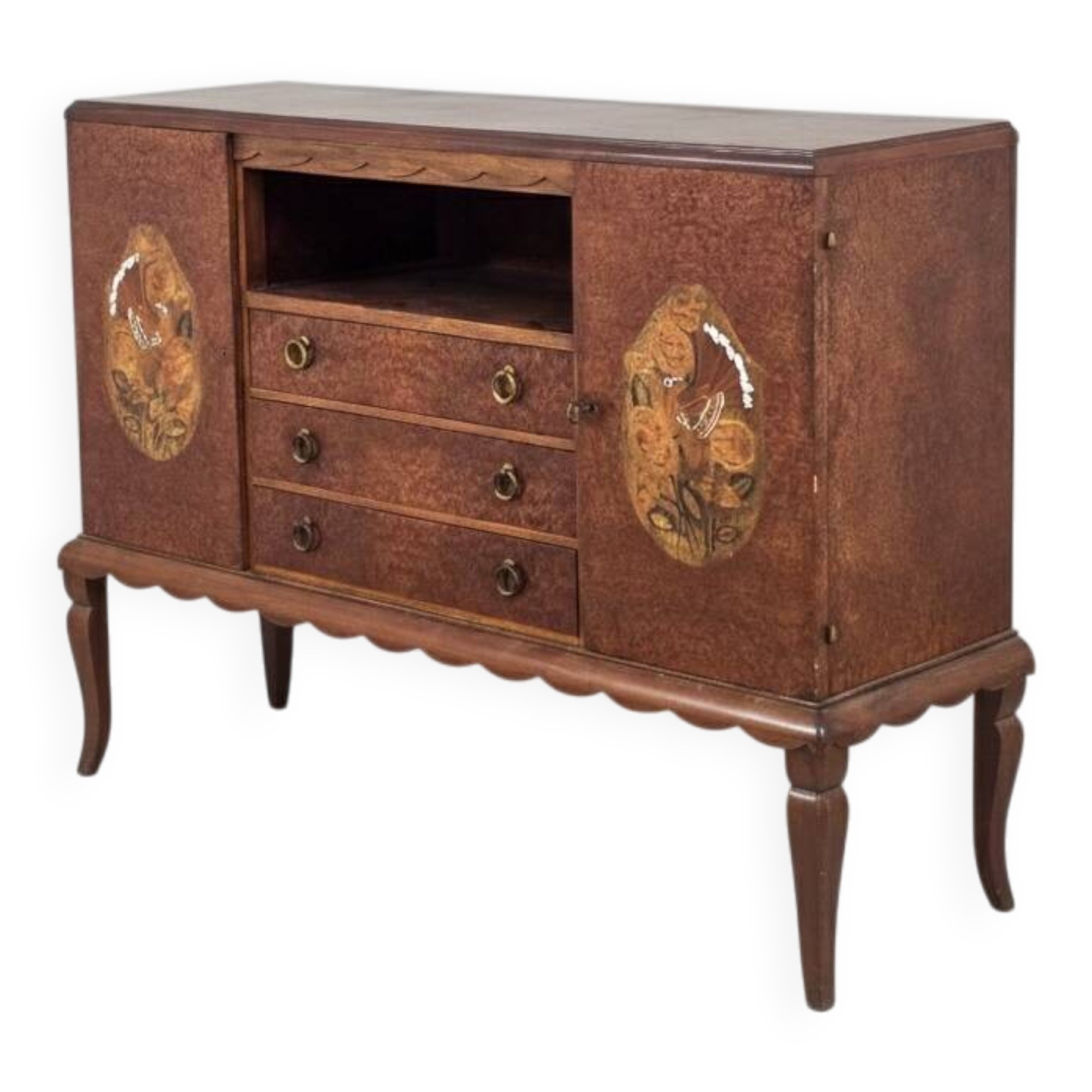 Buffet in marquetry of elm – Refined cabinetmaking work from 1940