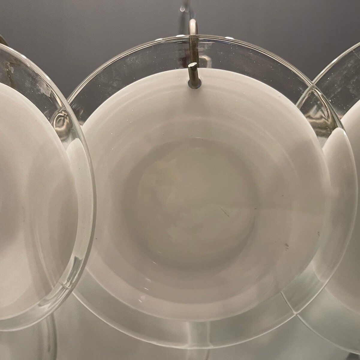 White Murano glass disc chandelier, 1970s