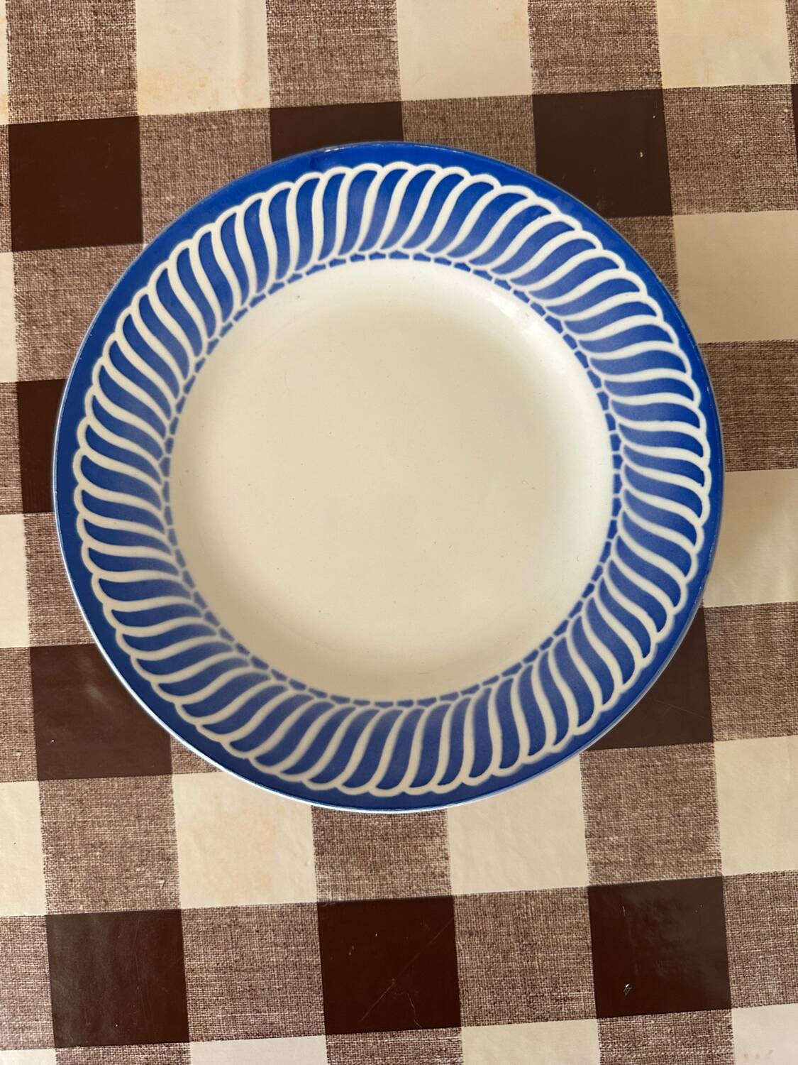 5 Jacquot Digoin Sarreguemines Vintage Ceramic Plate – Blue & Whi