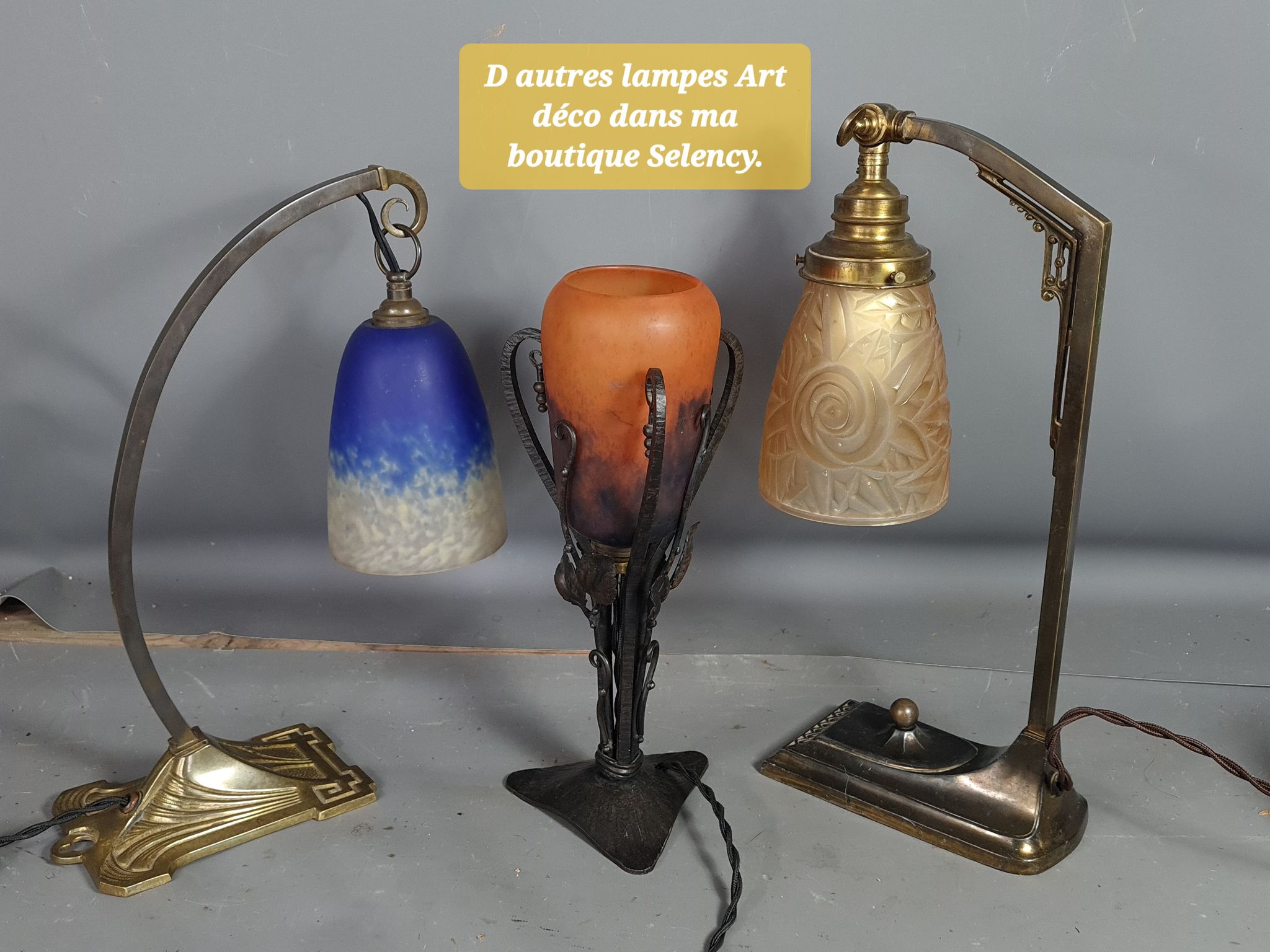Applique murale Art déco bronze & verre