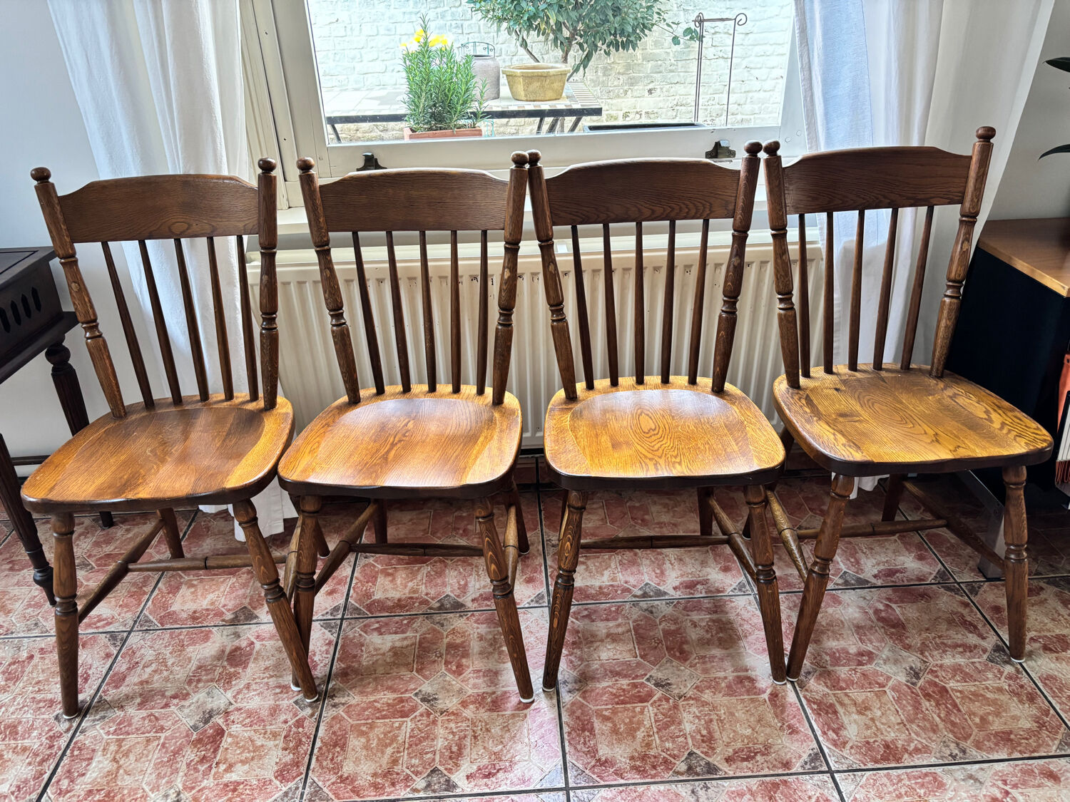 2 solid oak chairs