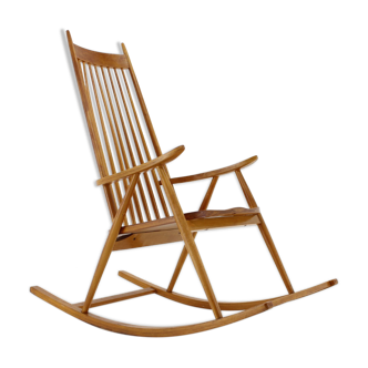 1960s Varjosen Puunjalostus Beech Rocking Chair, Finland