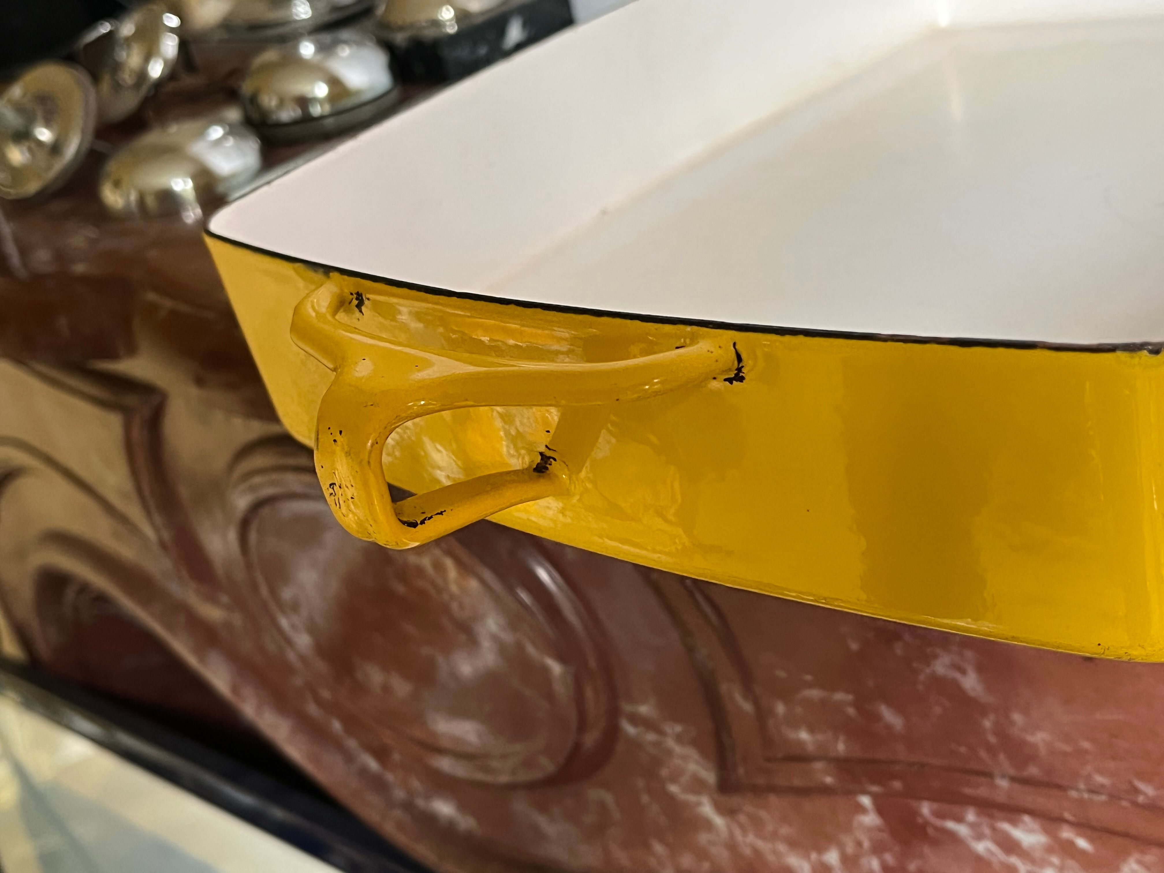 Yellow enamelled Dansk baking dish