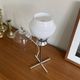 Table lamp in white opaline glass and chrome metal base vintage bedside side LAMP-7145