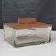 Vintage glass box with tawny leather lid