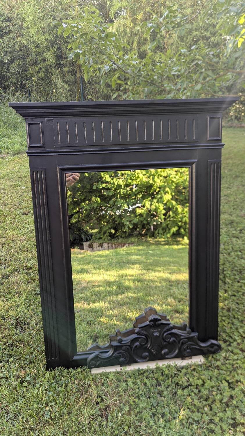19th-19th Century Trumeau Mirror with Shabby Patina