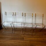 Set of 4 plexiglass folding chairs by Yonel Lebovici and Bernard Berthet 1970