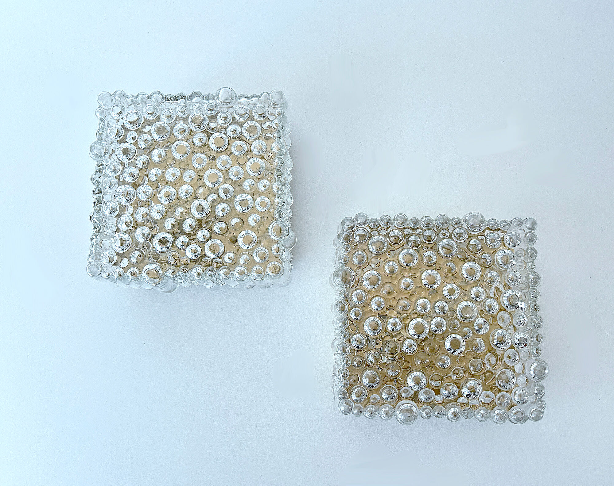 Pair vintage wall lights, bubble glass, 60s