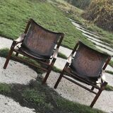 Fauteuils Safari en cuir années 1960