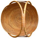 Italian log holder in rattan and bamboo from the 1960s