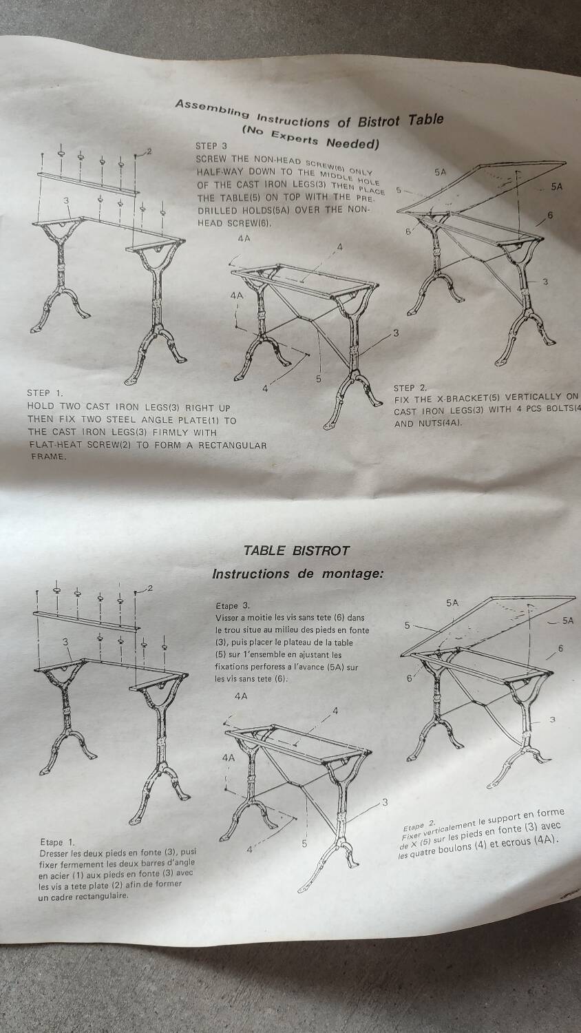 Cast iron and marble bistro table