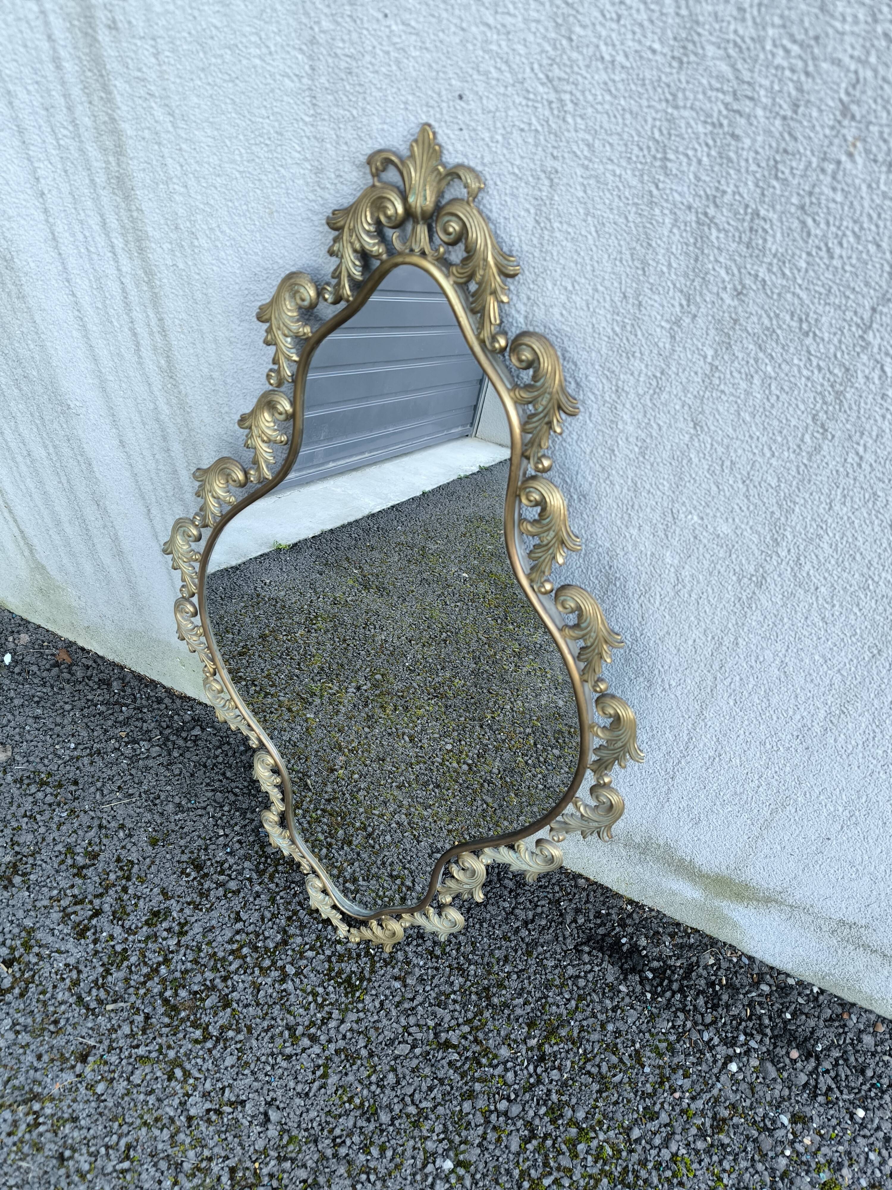 Antique brass mirror