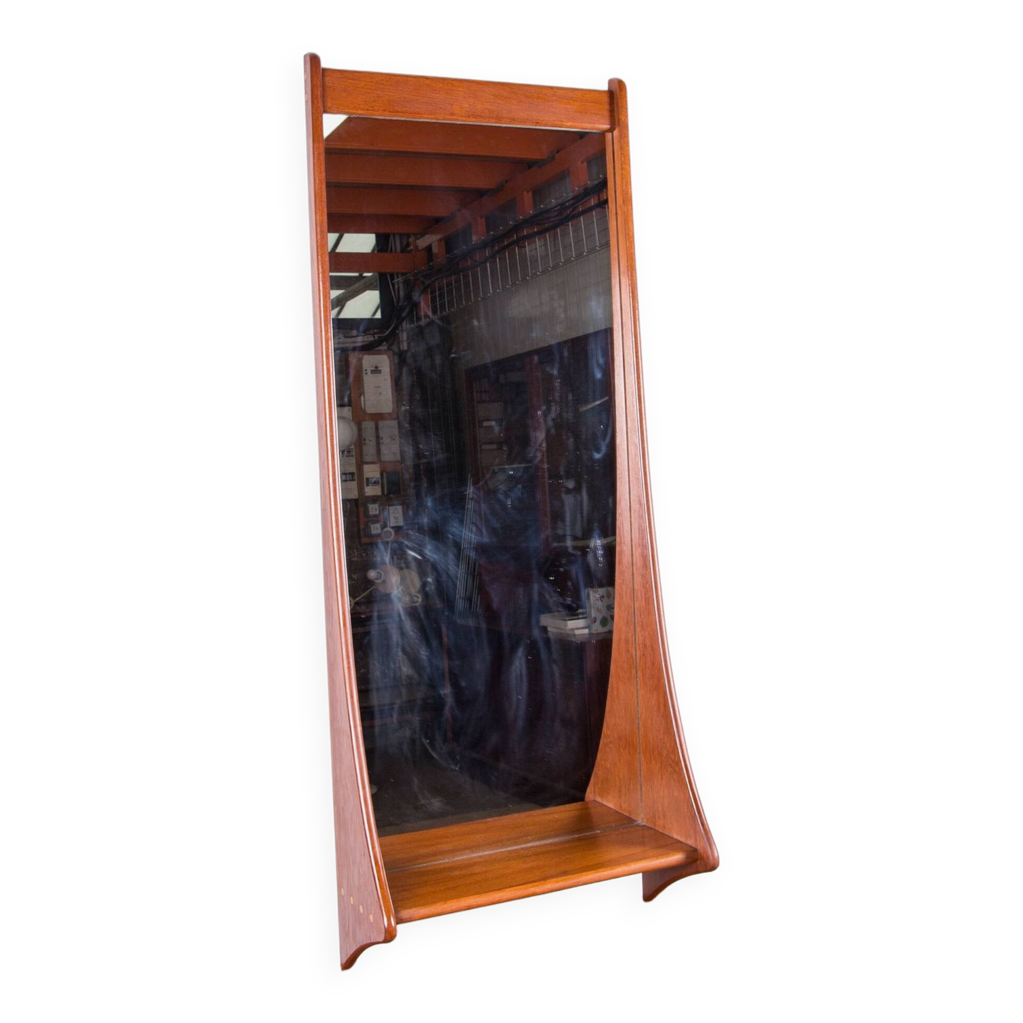 Large Danish Teak wall mirror by Pedersen and Hansen 1960.