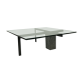 KW-1 glass and travertine coffee table by Hank Kwint for Metaform 1980s