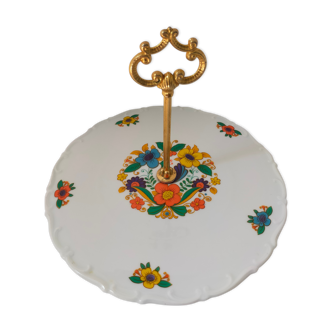 Serving dish or cake tray, petit fours or vintage porcelain cheese