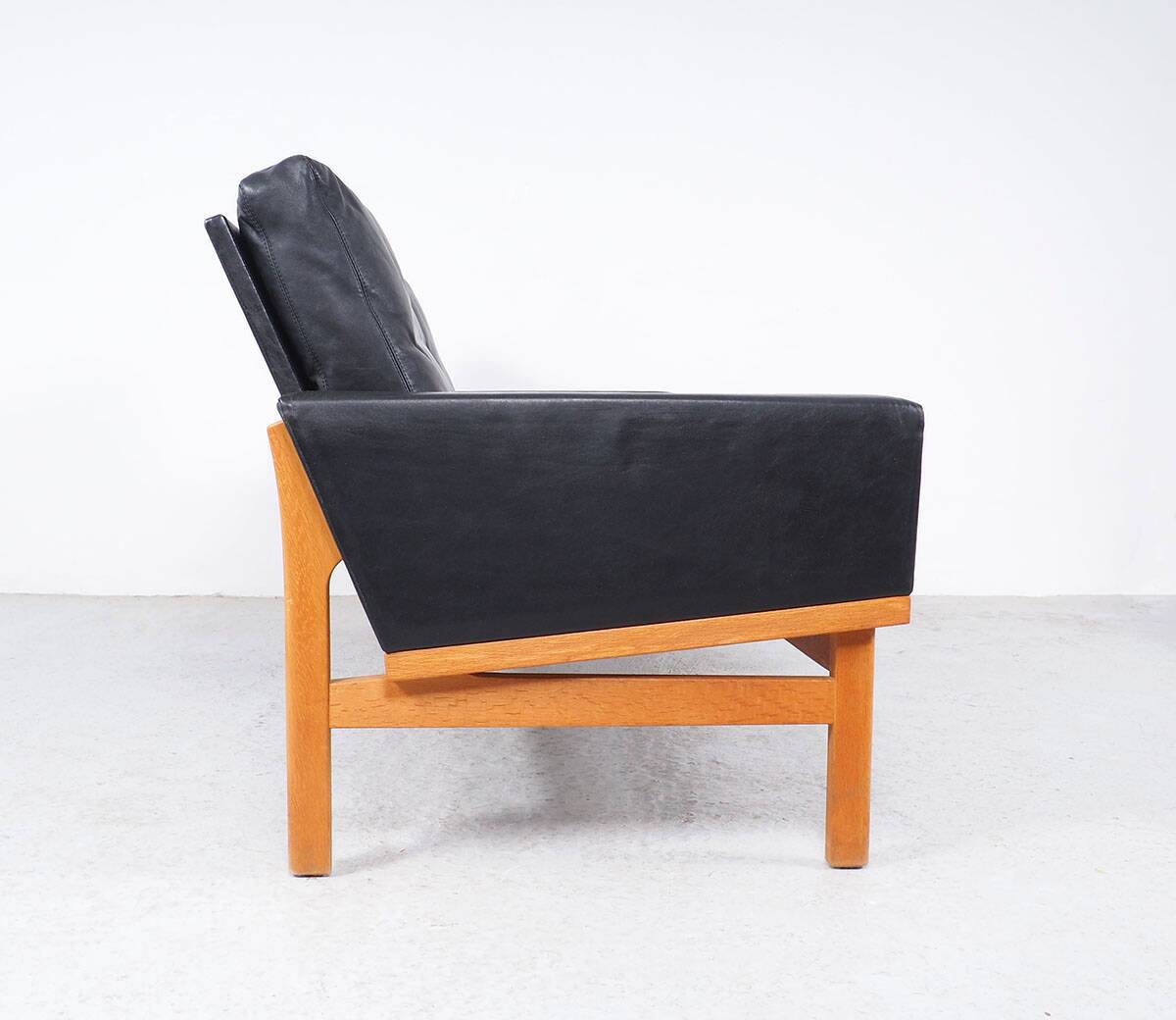 Vintage Black Leather Sofa by Poul M. Volther for Erik Jørgensen, 1960s