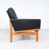 Vintage Black Leather Sofa by Poul M. Volther for Erik Jørgensen, 1960s