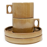 2 vintage '70 tea cups and Brenne stoneware sub-cups. In perfect condition.