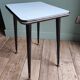 Side table plant holder formica feet compass wood brass vintage