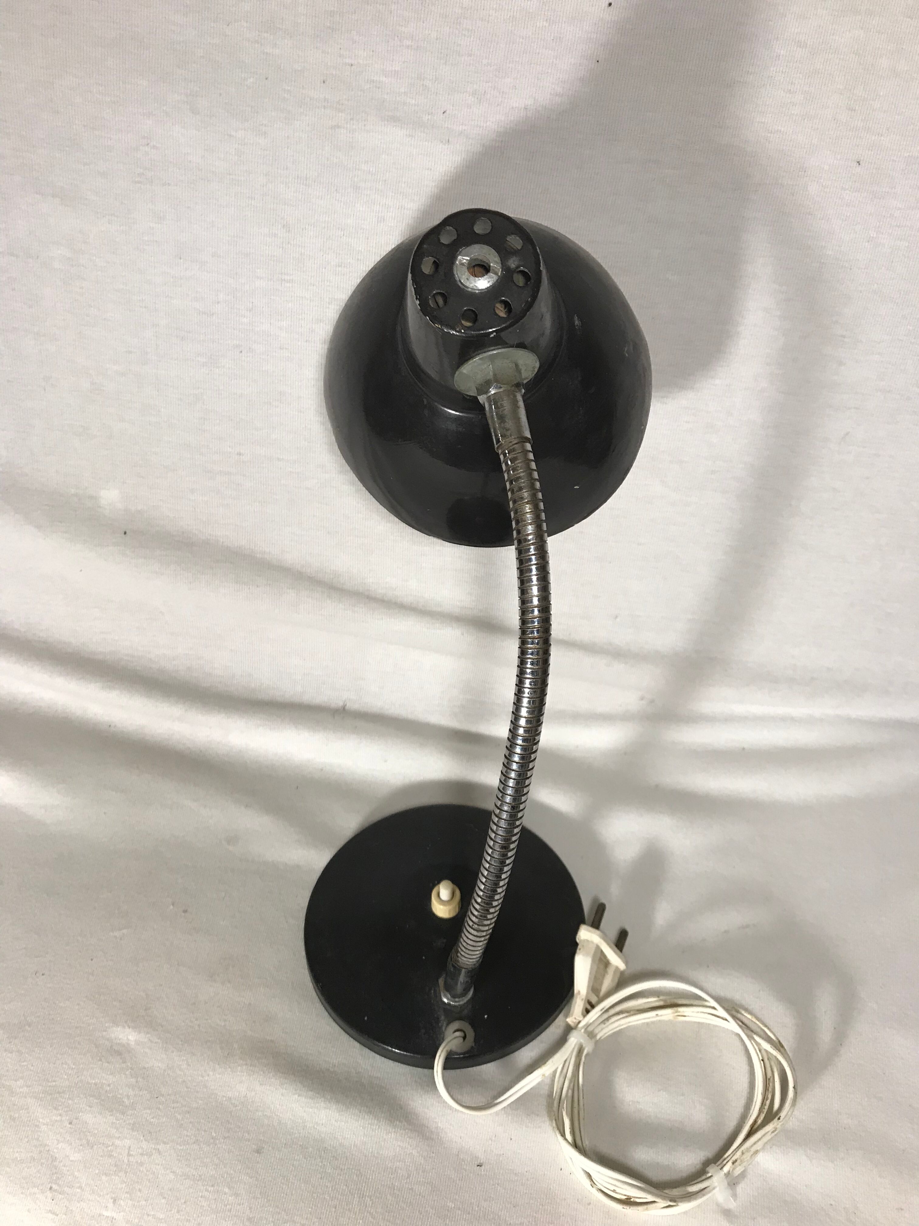 Lamp 70 vintage Brown metal and chrome years flexible table