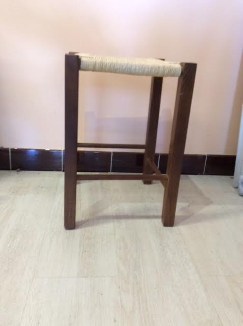 Wooden and straw stool