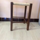 Wooden and straw stool