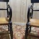 Pair of rustic straw-seated armchairs