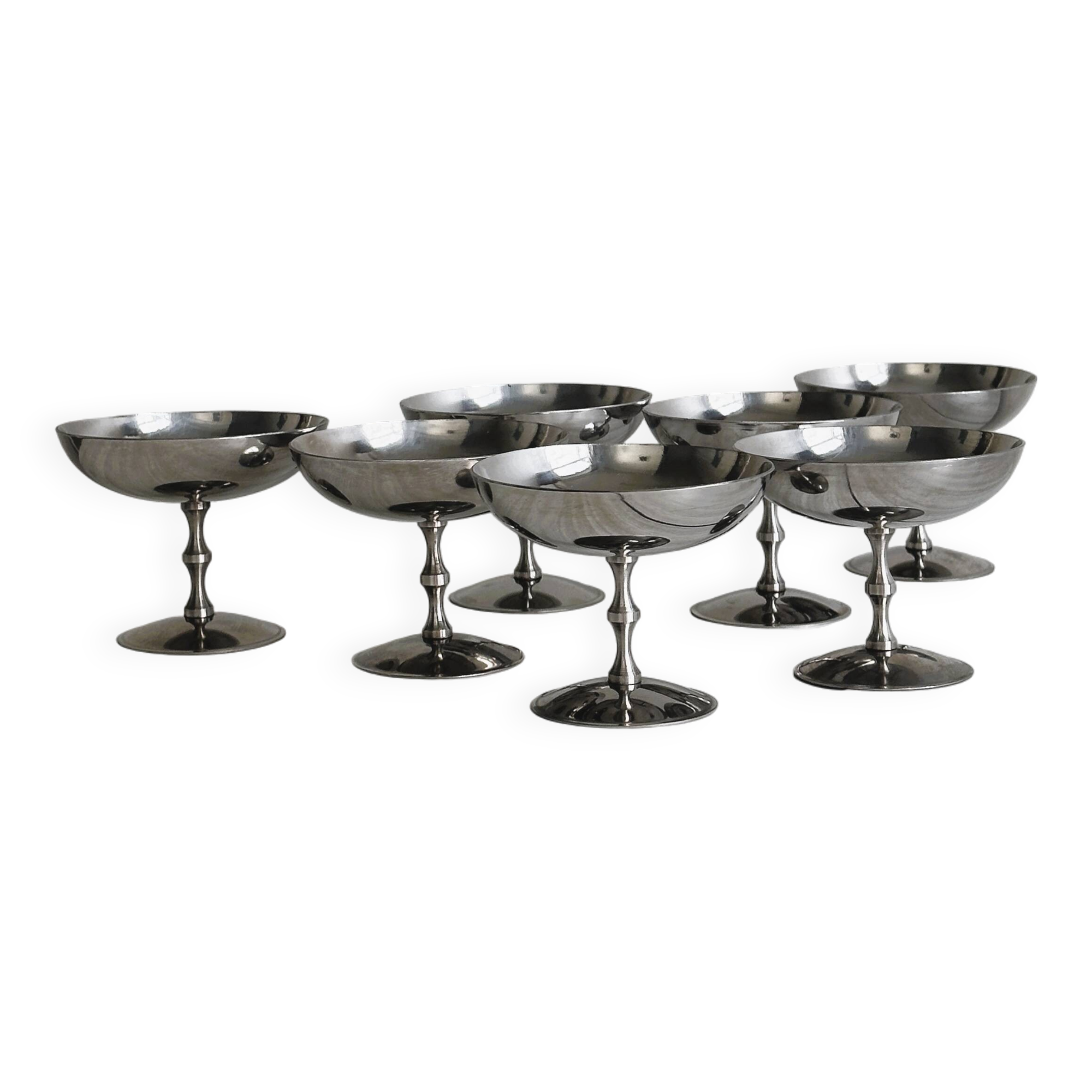 6 coupelles sur pied en inox MAT style Letang Remy | Selency
