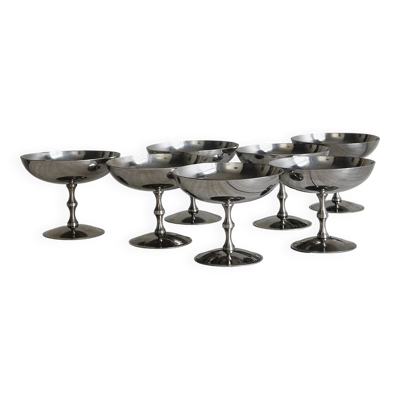 6 coupelles sur pied en inox style Letang Remy