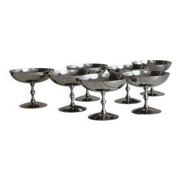 6 coupelles sur pied en inox style Letang Remy