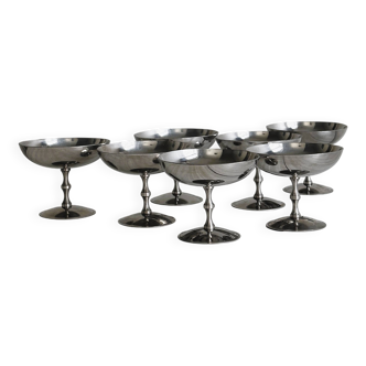 6 coupelles sur pied en inox style Letang Remy