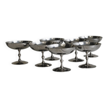 6 coupelles sur pied en inox style Letang Remy