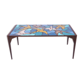 Ceramic mosaic tile coffee table with bird motif, 1970s