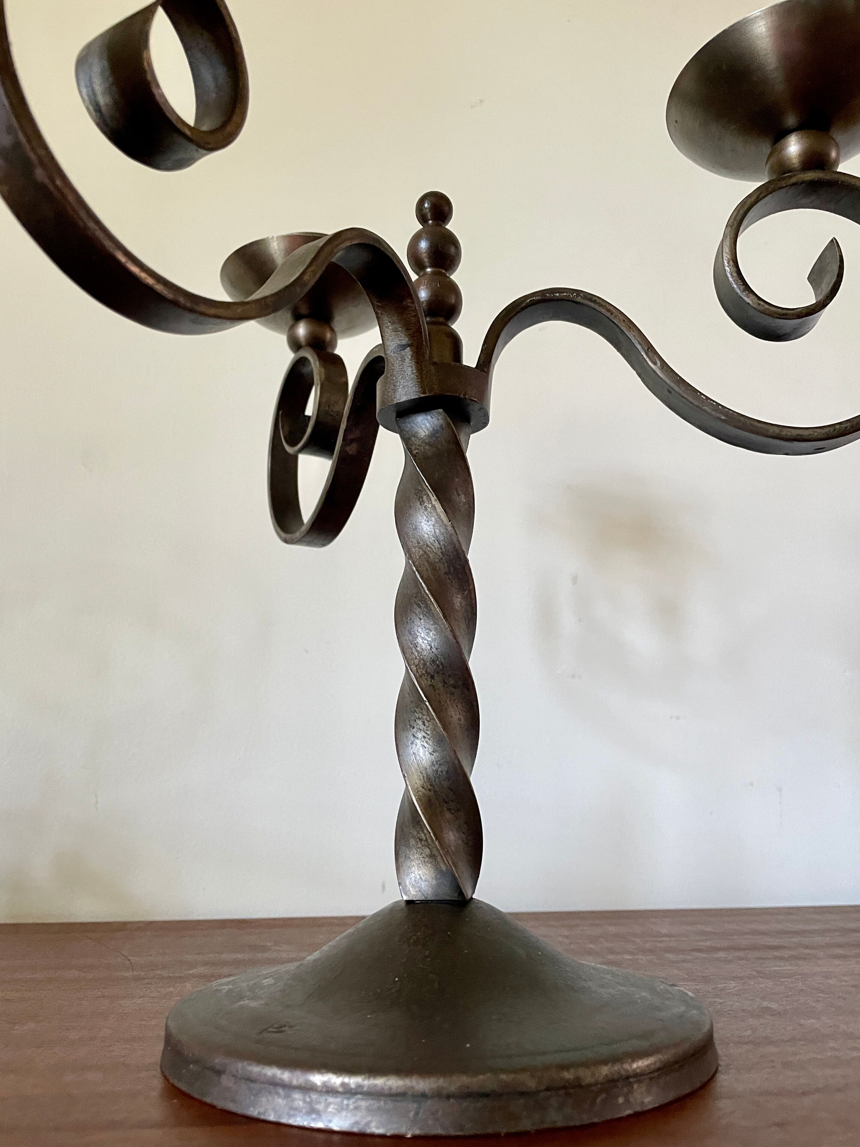 Pair of brutalist candelabra by Charles Piguet 1930