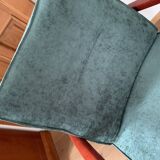 Art Deco green armchair in fabric and wood, 1920s, restored and reupholstered.