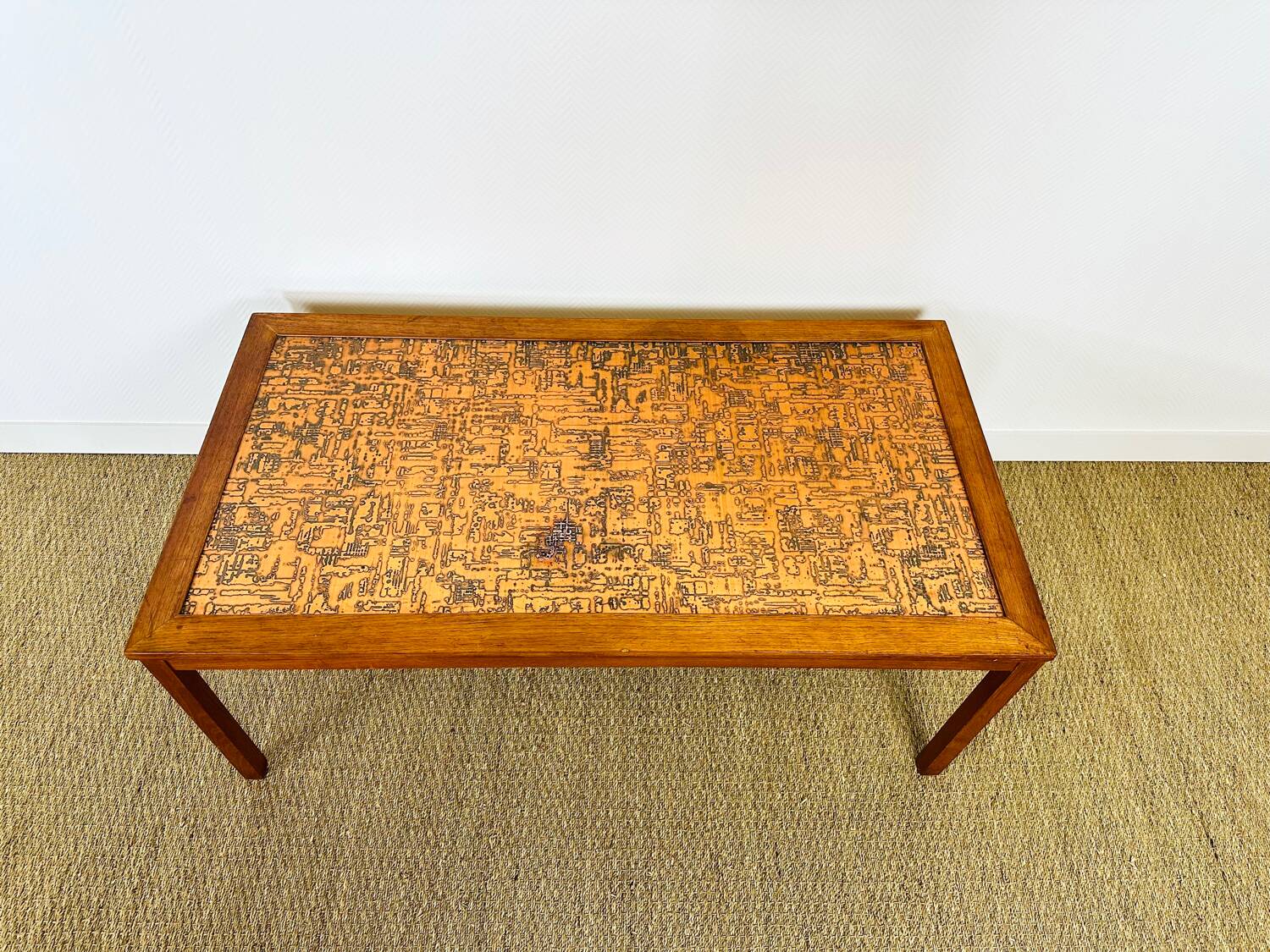 Scandinavian coffee table in copper, 1960.