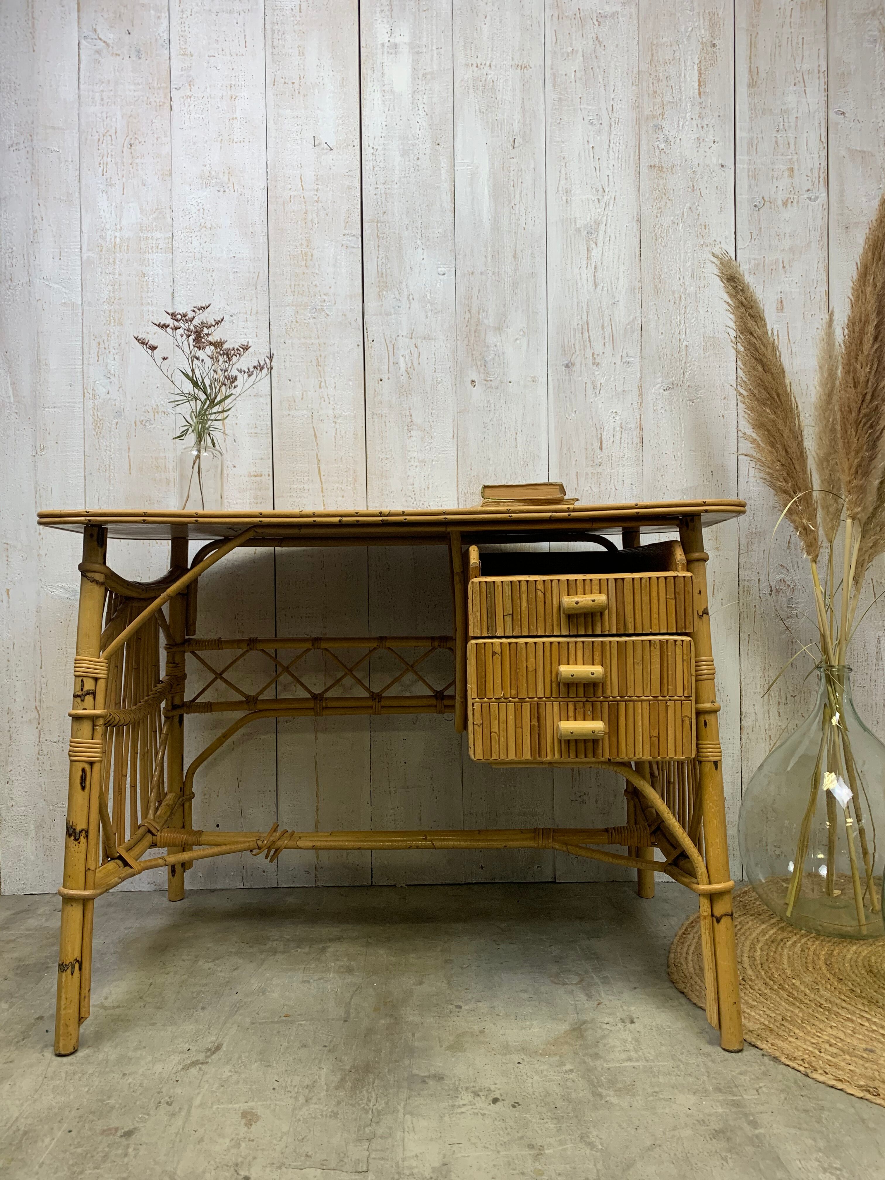 Louis Sognot rattan desk